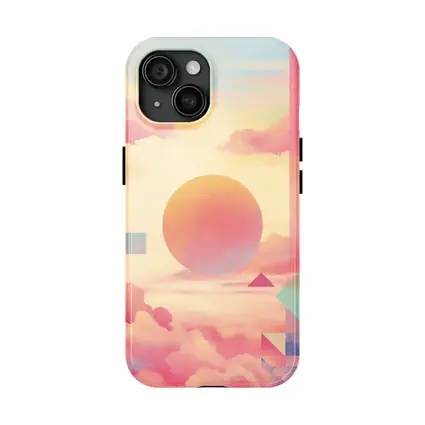 Pastel Geometric Abstract Sky Clouds Art