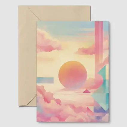 Pastel Geometric Abstract Sky Clouds Art
