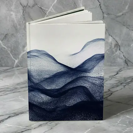 Dark Navy Blue Abstract Wave Art White Background