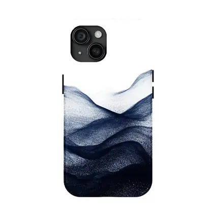 Dark Navy Blue Abstract Wave Art White Background