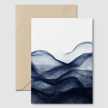 Dark Navy Blue Abstract Wave Art White Background