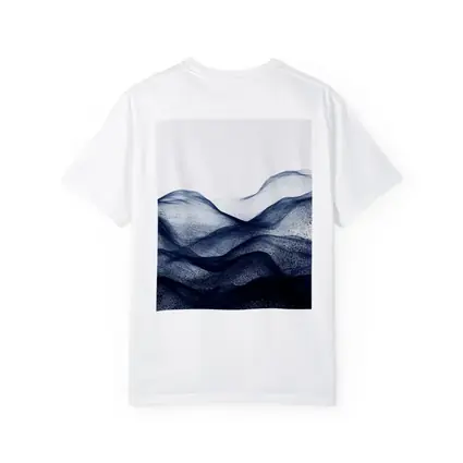 Dark Navy Blue Abstract Wave Art White Background