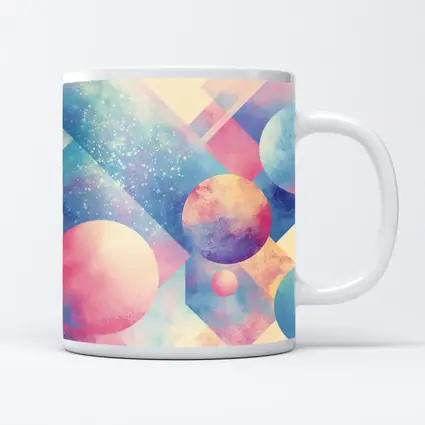 Pastel Geometric Shapes Abstract Watercolor Art