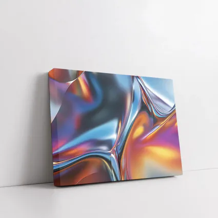 Metallic Fluid Abstract Art Blue Orange