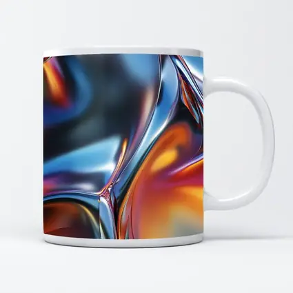 Metallic Fluid Abstract Art Blue Orange