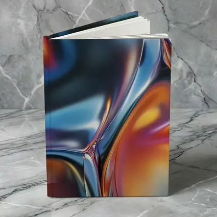 Metallic Fluid Abstract Art Blue Orange