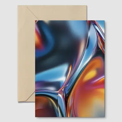 Metallic Fluid Abstract Art Blue Orange