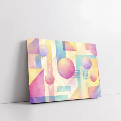 Pastel Geometric Abstract Circles and Triangles
