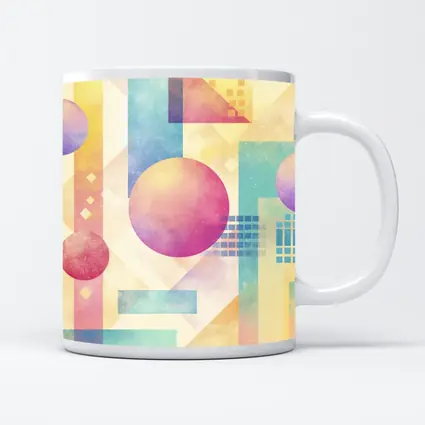 Pastel Geometric Abstract Circles and Triangles