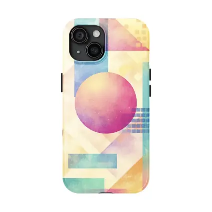 Pastel Geometric Abstract Circles and Triangles