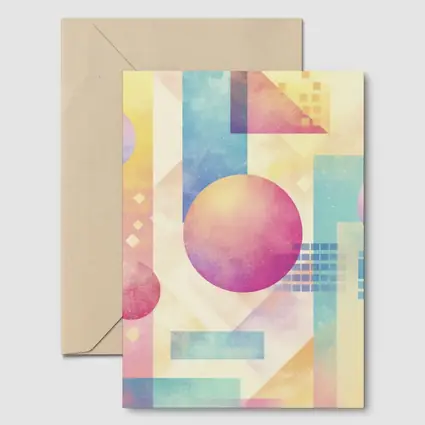 Pastel Geometric Abstract Circles and Triangles