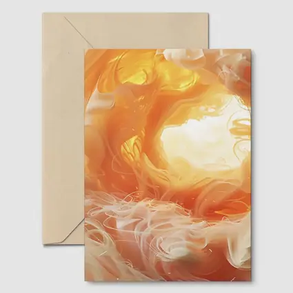 Swirling Orange Abstract Smoke Art