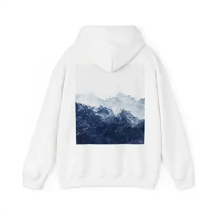 Dark Blue Watercolor Mountain Range White Background