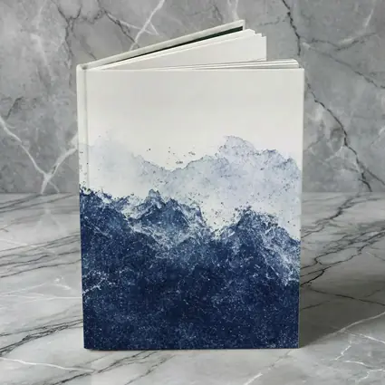 Dark Blue Watercolor Mountain Range White Background