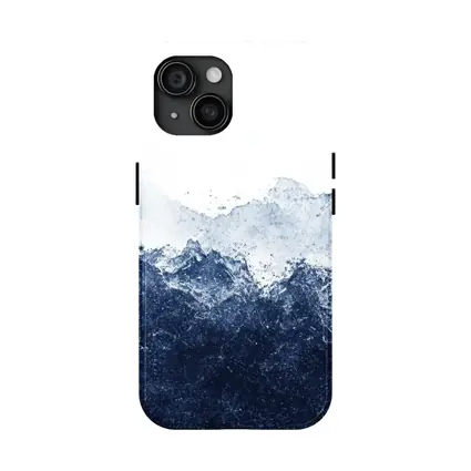 Dark Blue Watercolor Mountain Range White Background