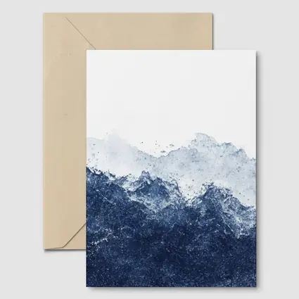Dark Blue Watercolor Mountain Range White Background