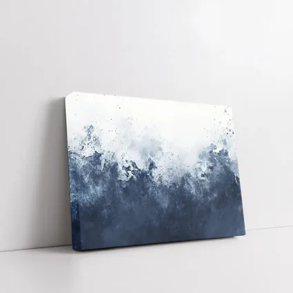 Dark Navy Blue Abstract Watercolor Splash Art