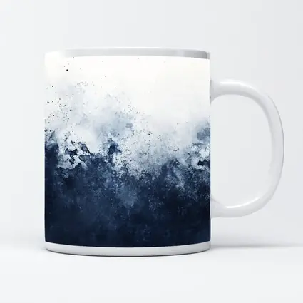 Dark Navy Blue Abstract Watercolor Splash Art