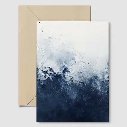 Dark Navy Blue Abstract Watercolor Splash Art