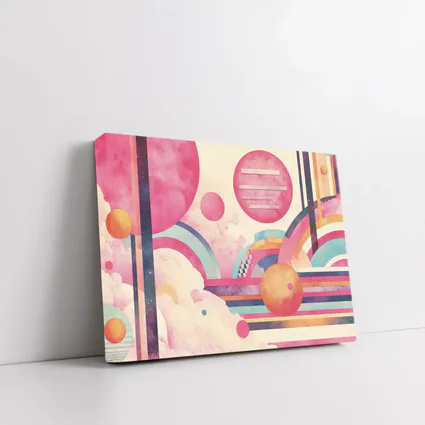 Retro Pink Space Abstract Geometric Art