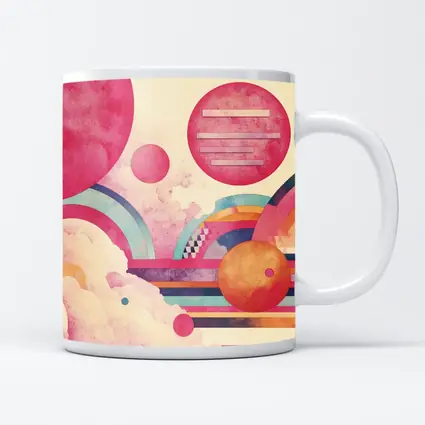 Retro Pink Space Abstract Geometric Art