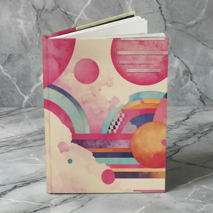 Retro Pink Space Abstract Geometric Art
