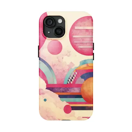 Retro Pink Space Abstract Geometric Art