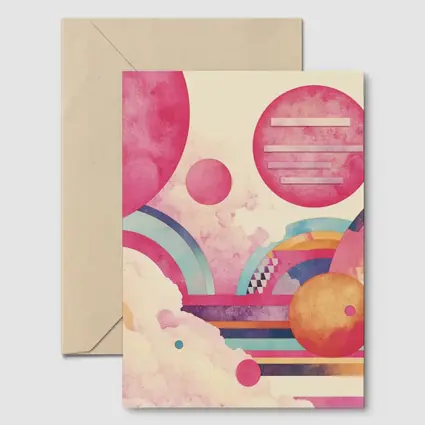 Retro Pink Space Abstract Geometric Art