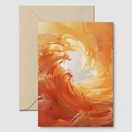 Orange Abstract Swirl Wave Art Print