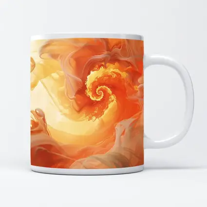 Orange Spiral Abstract Swirl Fluid Art