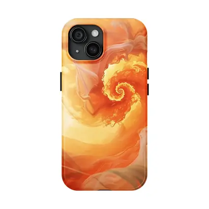 Orange Spiral Abstract Swirl Fluid Art
