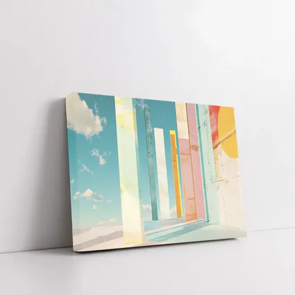 Pastel Columns Abstract Architecture Blue Sky