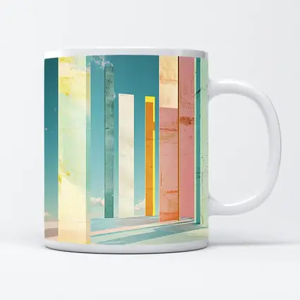 Pastel Columns Abstract Architecture Blue Sky
