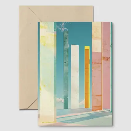 Pastel Columns Abstract Architecture Blue Sky