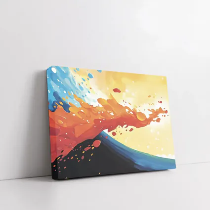 Abstract Wave Splash Orange Blue Yellow Art