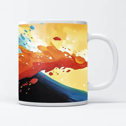 Abstract Wave Splash Orange Blue Yellow Art