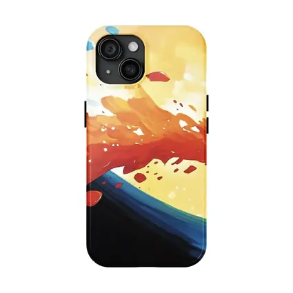 Abstract Wave Splash Orange Blue Yellow Art