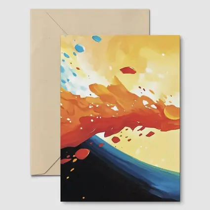 Abstract Wave Splash Orange Blue Yellow Art