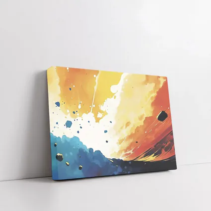 Abstract Watercolor Sky Blue Orange Explosion
