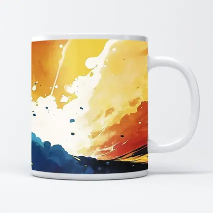 Abstract Watercolor Sky Blue Orange Explosion