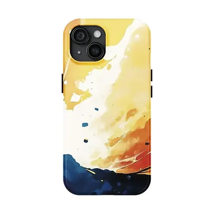 Abstract Watercolor Sky Blue Orange Explosion