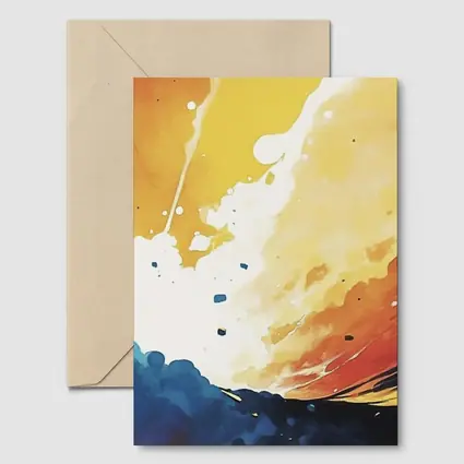 Abstract Watercolor Sky Blue Orange Explosion