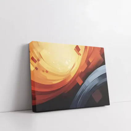 Abstract Orange Red Geometric Circular Digital Art
