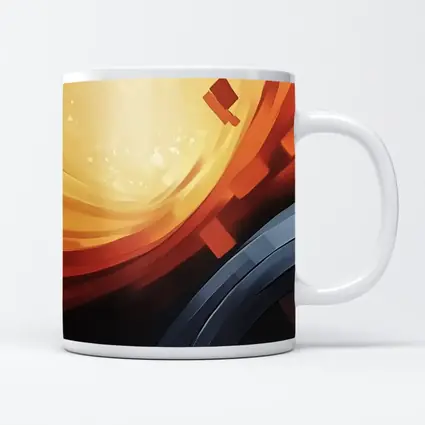 Abstract Orange Red Geometric Circular Digital Art