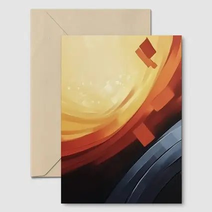 Abstract Orange Red Geometric Circular Digital Art