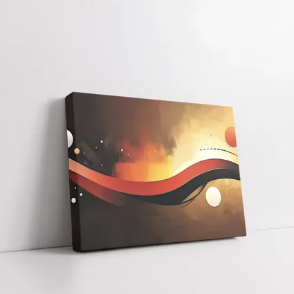 Red Black Wave Abstract Gold Background Art