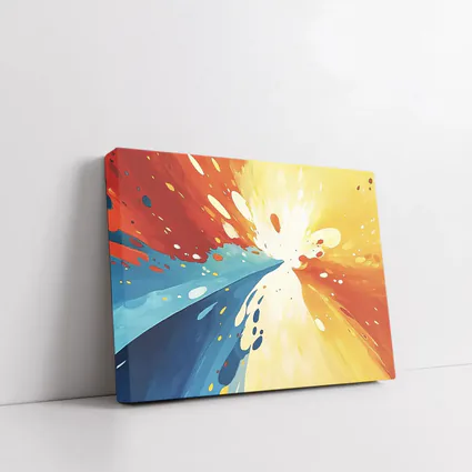 Bold Abstract Explosion Red Blue Yellow Art