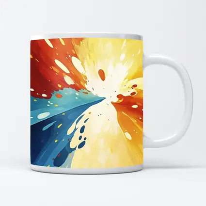Bold Abstract Explosion Red Blue Yellow Art