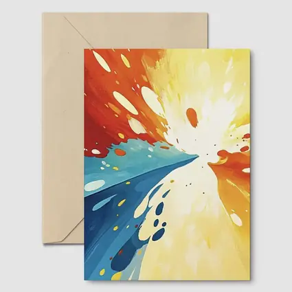 Bold Abstract Explosion Red Blue Yellow Art