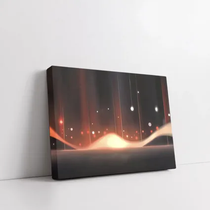 Dark Abstract Glowing Waves Orange Light Art